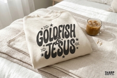 Goldfish &amp; Jesus Retro Faith Graphic, Christian PNG For Product Image 2