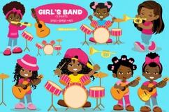 African American Girl's band clipart, Music clipart Product Image 1