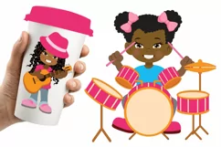 African American Girl's band clipart, Music clipart Product Image 4