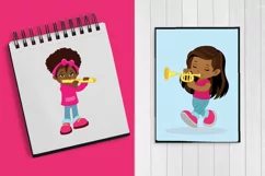 African American Girl's band clipart, Music clipart Product Image 3