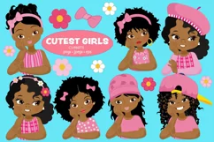 African American adorable girls clipart, Product Image 1