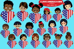 Multi-cultural kids love America clipart Product Image 1