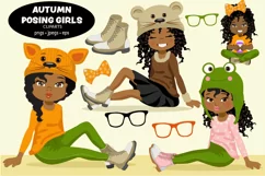 African American Autumn posing girls CLIPART Product Image 1