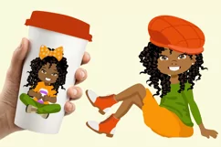 African American Autumn posing girls CLIPART Product Image 3