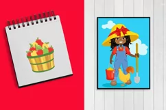 African American Girls on the Farm clipart Product Image 3