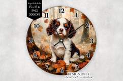 Cavalier Puppy Rustic Autumn Clock Face PNG Product Image 1