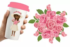 African American Rose Girl, Roses clipart, Garden clipart Product Image 2