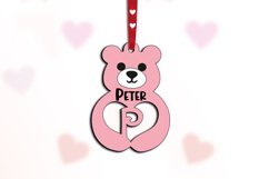 Letter P Gift Love Bear SVG Valentines Day Laser Alphabet Product Image 2