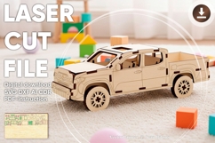 PickUp Car 3d Truck - laser cut file, SVG DXF file Product Image 1