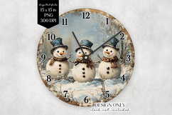 Rustic Snowman Clock Face Sublimation PNG 300 DPI Product Image 1