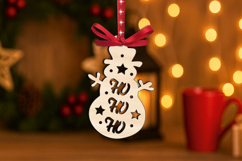 SVG Christmas Snowman Ho-Ho-Ho Gift Ornament Laser Present Product Image 3