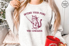 Intend Your Puns You Cowards Funny Cat Pun SVG|Samurai Cat Product Image 4