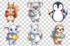 Back to School Cute Animal | Watercolor Dog Fox Monkey PNG Product Image 4