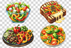 Green Bell Pepper Cuisine | Watercolor Vegetable Food PNG Product Image 4