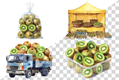 Green Kiwi PNG | Watercolor Fruit Sweet Juicy Summer Fresh Product Image 4