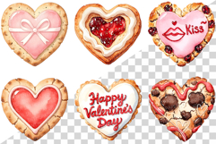Valentine Pink Heart Cookie | Watercolor dessert biscuit PNG Product Image 4