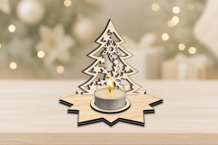 Snowflakes Pattern SVG Candle Holder Christmas Holiday Tree Product Image 4