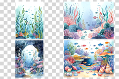 Underwater Digital Papers | Watercolor ocean sea coral fish Product Image 4