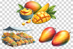 Apple Mango | Watercolor Tropical Red Yellow Orange PNG Art Product Image 4