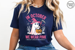 In October We Wear Pink|Halloween Breast Cancer|Pink Ghost Product Image 4