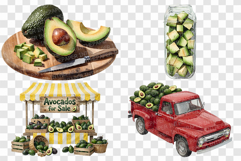 Avocado PNG | Watercolor Fruit Sweet Juicy Summer Fresh Half Product Image 4