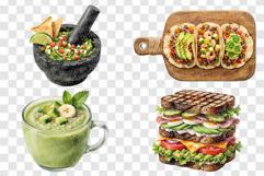 Avocado Dessert | Watercolor PNG Burger Pasta Salad Smoothie Product Image 4