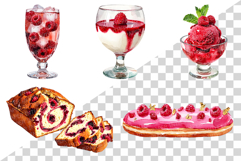 Raspberry Dessert | Watercolor cheesecake pound cake macaron Product Image 4