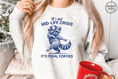 Feral Forties Raccoon Midlife Crisis Retro Design Product Image 4