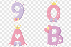 Cute Princess Font | Alphabet Letter Number Pink SVG EPS PNG Product Image 4