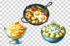 Potato Cuisine | Watercolor Food Clipart Mashed Baked PNG Product Image 4