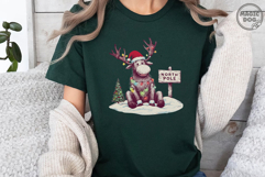 Retro Christmas Moose|Vintage North Pole Reindeer Santa Hat Product Image 4