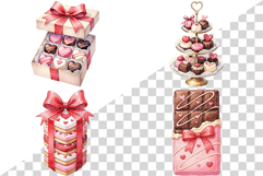 Cute Valentine Day Pink Chocolate | Watercolor dessert sweet Product Image 4