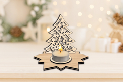 Candle Holder Holiday Christmas Tree SVG Star Design Present Product Image 4