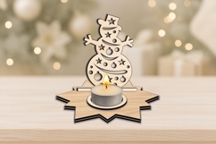 SVG Holiday Snowman Christmas Candle Holder Laser Star Shape Product Image 4