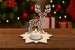 Deer Stag Holiday Candle Holder SVG Christmas Tree Star Gift Product Image 3