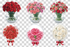 Watercolor Carnation | PNG Clipart Floral Bundle Red Pink Product Image 4