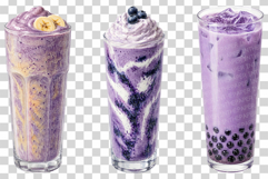 Ube Drink in Glass | Watercolor Clipart PNG Purple Iced Latte Product Image 4