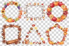 Autumn border | Fall Frame Watercolor Leaves Acorn Animal Product Image 4