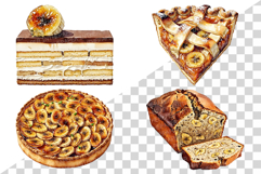 Banana Dessert | Watercolor art Split Cup Cake Fruit PNG Product Image 4