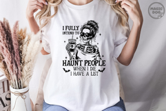 I Fully Intend To Haunt People|Halloween Messy Bun Skeleton Product Image 4