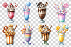 Monster Milkshake | Watercolor Clipart Dessert Drink PNG Art Product Image 4