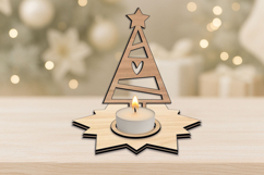 SVG Holiday Christmas Tree Star Candle Holder Laser Decor Product Image 3