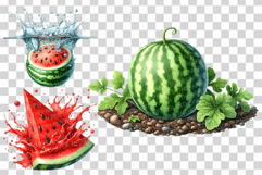Watermelon PNG | Watercolor Fruit Summer Refreshment Clipart Product Image 5