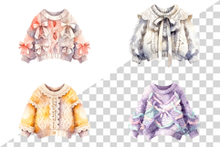Girl's Winter Sweaters | watercolor clipart cute knit lace Product Image 4
