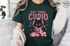 Not Today Cupid Black Cat PNG: Anti Valentine’s Day Product Image 5