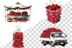 Cherry | Watercolor fresh citrus fruit farm harvest png Clip Product Image 4
