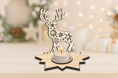 Christmas Deer SVG Holiday Candle Holder Tree Star Base Gift Product Image 4