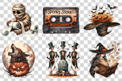 Retro Halloween | Watercolor Vintage Ghost Monster PNG Witch Product Image 4