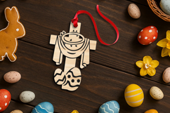 He is Risen Happy Easter Cross SVG Laser Jesus Christ Tag Product Image 4