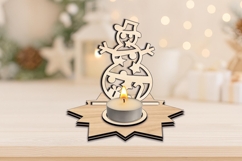 SVG Christmas Tree Pattern Snowman Candle Holder Laser Gift Product Image 4
